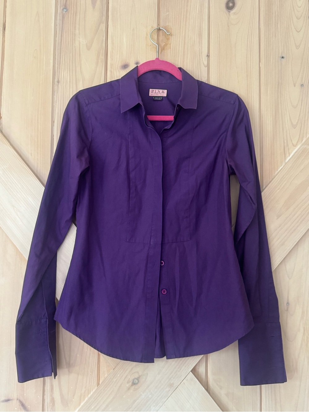 Thomas Pink Button Front Cotton Tailored Shirt Purple Size 10UK/6US